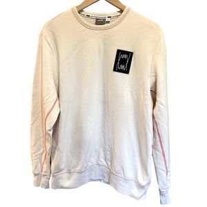 PUMA Men’s Pivot Logo Crew Neck Sweatshirt Athletic Casual Off White Size Large